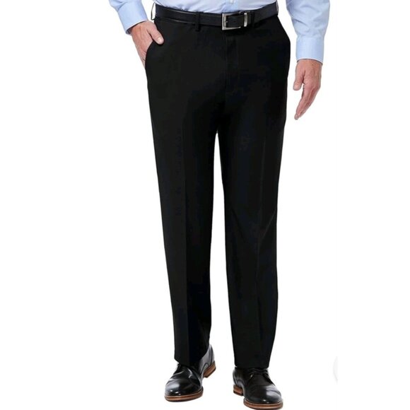J.M. Haggar Men's Stretch Classic Fit Flat Front Suit Pants,BLACK, 38x30 HY00182 - Picture 1 of 12